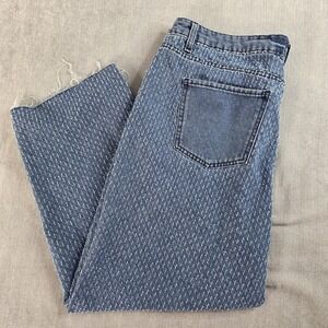 Time and Tru Women's Size 20 Crop Jeans Blue Textured Dash Raw Hem Plus